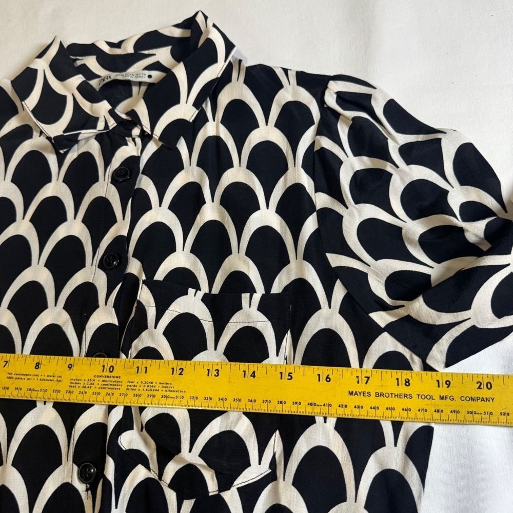 Zara Size M Black White Mini Shirt Dress Clean Girl Old Money Chic Style - Picture 5 of 8